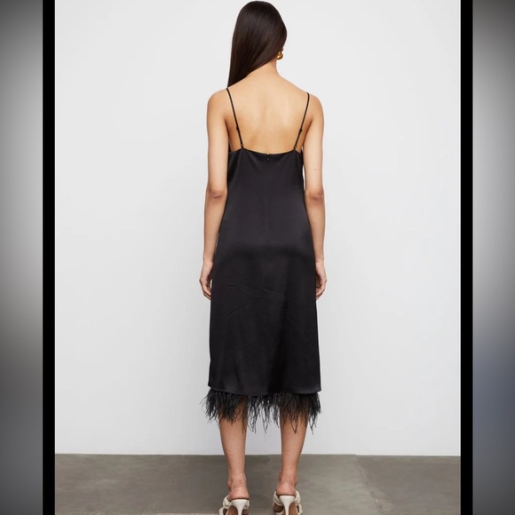 Bailey / 44 Leilani Burgundy Slip Dress with Feather Hem - Picture 11 of 12